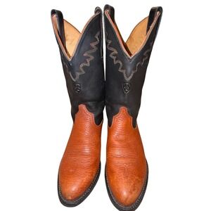 Ariat Mens Leather Cowboy Boots Black Tan Western Riding Size 7D